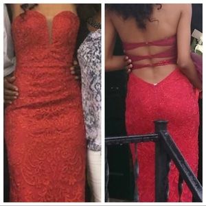 Red prom dress.